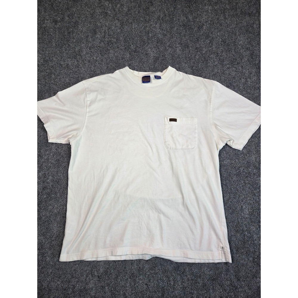 Pendleton Shirt Mens Large White Short Sleeve Cotton Crew Neck
